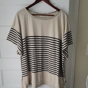 Striped Cream and Black Women's Top